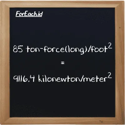85 ton-force(long)/kaki<sup>2</sup> setara dengan 9116.4 kilonewton/meter<sup>2</sup> (85 LT f/ft<sup>2</sup> setara dengan 9116.4 kN/m<sup>2</sup>)